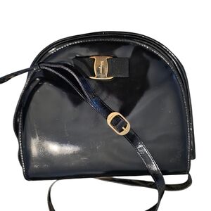 Salvatore Ferragamo Black Patent Leather Crossbody Bag